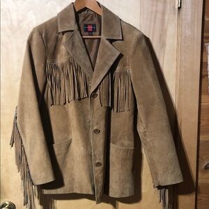 Gallery Camel Suede Fringe Blazer fringe large